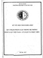 Kỷ yếu hội thảo khoa học: Quy phạm pháp luật trong hệ thống pháp luật Việt Nam - Lý luận và thực tiễn