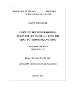 Luận văn thạc sĩ luật học: Chấm dứt hợp đồng lao động, quyền lợi của người lao động khi chấm dứt hợp đồng lao động