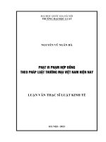 Luận văn thạc sĩ luật kinh tế: Phạt vi phạm Hợp đồng theo Luật Thương mại Việt Nam hiện nay