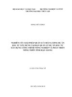 Luận văn thạc sĩ Quản lý xây dựng: Nghiên cứu giải pháp quản lý chất lượng dự án đầu tư xây dựng tại Ban Quản lý dự án Đầu tư xây dựng công trình nông nghiệp và phát triển nông thôn tỉnh Hậu Giang