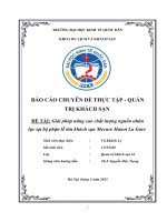 Chuyên đề thực tập: Giải pháp nâng cao chất lượng nguồn nhân lực tại Bộ phận Lễ tân khách sạn Mercure Hanoi La Gare