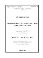 Luận văn thạc sĩ luật học: Nguyên tắc hôn nhân một vợ một chồng và thực tiễn thực hiện