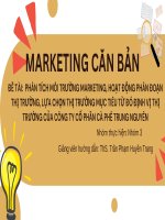 phân tích môi trường marketing hoạt động phân đoạn thị trường lựa chọn thị trường mục tiêu từ đó định vị thị trường của công ty cổ phần cà phê trung nguyên