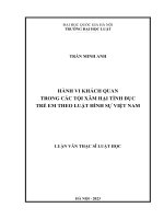 Luận văn thạc sĩ luật học: Hành vi khách quan trong các tội xâm hại tình dục trẻ em theo luật hình sự Việt Nam