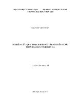 Luận văn thạc sĩ Kỹ thuật tài nguyên nước: Nghiên cứu quy hoạch bảo vệ tài nguyên nước trên địa bàn tỉnh Sơn La