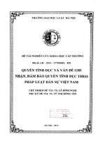 Đề tài nghiên cứu khoa học cấp Trường: Quyền tình dục và vấn đề ghi nhận, đảm bảo quyền tình dục theo pháp luật dân sự Việt Nam