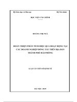 luận án tiến sĩ kinh tế hoàn thiện phân tích hiệu quả hoạt động tại các doanh nghiệp đóng tàu trên địa bàn thành phố hải phòng