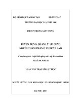 Luận văn thạc sĩ luật học: Tuyển dụng, quản lý, sử dụng người thẩm phán ở CHDCND Lào