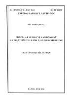 Luận văn thạc sĩ luật học: Pháp luật về bảo vệ lao động nữ và thực tiễn thi hành tại tỉnh Bình Dương
