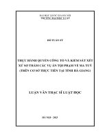 Luận văn thạc sĩ luật học: Thực hành quyền công tố và kiểm sát xét xử sơ thẩm các vụ án tội phạm về ma tuý (trên cơ sở thực tiễn tại tỉnh Hà Giang)