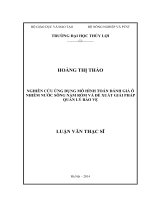 Luận văn thạc sĩ Khoa học môi trường: Nghiên cứu ứng dụng mô hình toán đánh giá ô nhiễm nước sông Nậm Rốm và đề xuất giải pháp quản lý bảo vệ