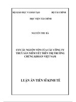 luận án tiến sĩ kinh tế cơ cấu nguồn vốn của các công ty thuỷ sản niêm yết trên thị trường chứng khoán việt nam
