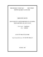 Luận văn thạc sĩ luật học: Bảo vệ quyền và lợi ích hợp pháp của vợ chồng trong hợp đồng mua bán tài sản