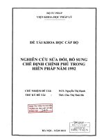 Đề tài khoa học cấp bộ: Nghiên cứu sửa đổi, bổ sung chế định chính phủ trong hiến pháp năm 1992