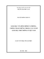 Luận văn thạc sĩ luật học: Giáo dục về liêm chính và phòng, chống tham nhũng trong các cơ sở giáo dục phổ thông ở Việt Nam
