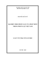 Luận văn thạc sĩ luật học: Đại diện theo pháp luật của pháp nhân trong pháp luật Việt Nam