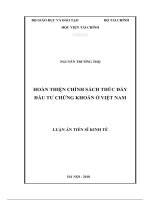 luận án tiến sĩ kinh tế hoàn thiện chính sách thúc đẩy đầu tư chứng khoán ở việt nam