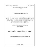 Luận văn thạc sĩ luật học: Quan hệ lao động tập thể theo quy định của pháp luật lao động Nhật Bản và kinh nghiệm cho Việt Nam