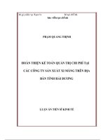 luận án tiến sĩ kinh tế hoàn thiện kế toán quản trị chi phí tại các công ty sản xuất xi măng trên địa bàn tỉnh hải dương
