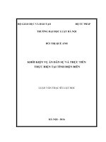 Luận văn thạc sĩ luật học: Khởi kiện vụ án dân sự và thực tiễn thực hiện tại tỉnh Điện Biên