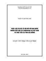 Luận văn thạc sĩ luật học: Pháp luật ưu đãi xã hội đối với nạn nhân nhiễm chất độc da cam/dioxin tại Việt Nam và thực tiễn tại tỉnh Hải Dương
