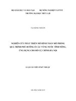 Luận án tiến sĩ kỹ thuật chuyên ngành Môi trường đất và nước: Nghiên cứu phát triển mô hình toán mô phỏng quá trình phú dưỡng ở các vùng nước tĩnh nông, ứng dụng cho hồ Cự Chính - Hà nội