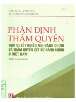 Sách chuyên khảo: Phân định thẩm quyền giải quyết khiếu nại hành chính và thẩm quyền xét xử hành chính ở Việt Nam