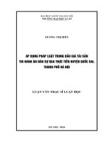 Luận văn thạc sĩ luật học: Áp dụng pháp luật trong đấu giá tài sản thi hành án dân sự qua thực tiễn huyện Quốc Oai, thành phố Hà Nội