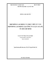 Luận văn thạc sĩ luật học: Hợp đồng lao động và thực tiễn tư vấn hợp đồng lao động tại Công ty Luật ACLaw, thành phố Hồ Chí Minh