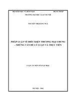 Luận án tiến sĩ luật học: Pháp luật về điều kiện thương mại chung - Những vấn đề lý luận và thực tiễn