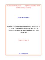 Luận văn thạc sĩ Kỹ thuật môi trường: Nghiên cứu ứng dụng tảo Spirulina Platensis xử lý nước thải chăn nuôi lợn sau khi qua bể Biogas ở xã Hà Ninh - huyện Hà Trung - tỉnh Thanh Hóa