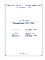 Luận văn thạc sĩ Kỹ thuật cơ sở hạ tầng: Nghiên cứu giải pháp cấp nước tối ưu huyện Tân Biên, Tỉnh Tây Ninh