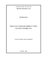 Luận văn thạc sĩ luật kinh tế: Pháp luật về doanh nghiệp tư nhân tại Việt Nam hiện nay