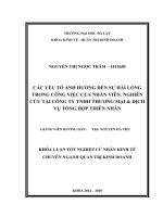 các yếu tố ảnh hƣởng đến sự hài lòng trong công việc của nhân viên nghiên cứu tại công ty tnhh thƣơng mại dịch vụ tổng hợp thiên nhân