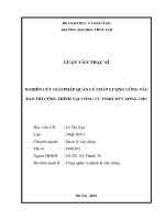 Luận văn thạc sĩ Quản Lý xây dựng: Nghiên cứu giải pháp quản lý chất lượng công tác bảo trì công trình tại Công ty TNHH MTV Sông Chu