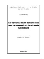 luận án tiến sĩ kinh tế hoàn thiện kế toán thuế thu nhập doanh nghiệp trong các doanh nghiệp xây lắp trên địa bàn thành phố hà nội