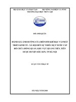 Luận văn thạc sĩ Kỹ thuật tài nguyên nước: Đánh giá ảnh hưởng của biến đổi khí hậu và phát triển kinh tế - xã hội đến sự thiếu hụt nước cấp hồ chứa Đồng Quan, khu vực Quang Tiến, Tiên Dược huyện Sóc Sơn, TP Hà Nội