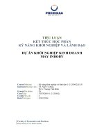tiểu luận kỹ năng khởi nghiệp và lãnh đạo dự án khởi nghiệp kinh doanh máy inboby