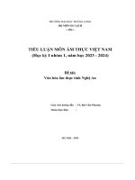 tiểu luận môn ẩm thực việt namhọc kỳ i nhóm 1 năm học 2023 2024 văn hóa ẩm thực tỉnh nghệ an