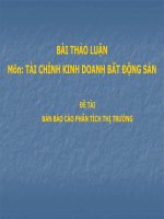 Tiểu Luận - Tài Chính Kinh Doanh Bất Động Sản - Đề Tài - Bản Báo Cáo Phân Tích Thị Trường