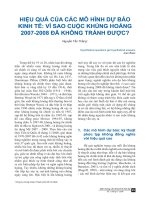 11 HIỆU QUẢ CỦA CÁC MÔ HÌNH DỰ BÁO KINH TẾ: VÌ SAO CUỘC KHỦNG HOẢNG 2007-2008 ĐÃ KHÔNG TRÁNH ĐƯỢC?