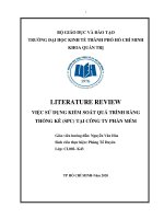 VIỆC SỬ DỤNG KIỂM SOÁT QUÁ TRÌNH BẰNG THỐNG KÊ (SPC) TẠI CÔNG TY PHẦN MỀM
