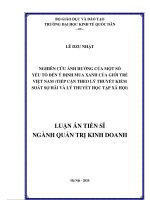 nghiên cứu ảnh hưởng của một số yếu tố đến ý định mua xanh của giới trẻ việt nam tiếp cận theo lý thuyết kiểm soát sợ hãi và lý thuyết học tập xã hội