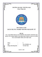 các loại hình trung gian thương mại trong thương mại quốc tế và hoạt động giao dịch qua trung gian của lĩnh vực xuất khẩu nông sản việt nam