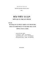 kế hoạch tái phát triển sản phẩm bia cho tân hiệp phát từ bài học bia tươi đóng chai laser