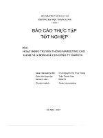 báo cáo thực tập tốt nghiệp đề tài hoạt động truyền thông marketing cho game vua bóng đá của công ty gamota
