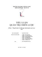 tiểu luận quản trị chiến lược đề tài thuyết trình về chiến lược kinh doanh của cocacola