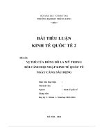 vị thế của đồng đô la mỹ trong bối cảnh hội nhập kinh tế quốc tế ngày càng sâu rộng
