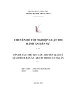 chuyên đề tốt nghiệp luật thi hành án dân sự đề tài thủ tục cấp chuyển giao và giải thích bản án quyết định của tòa án