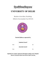 REVISED SYLLABUS OF BACHELOR OF ARTS (HONS ) PSYCHOLOGY (EFFECTIVE FROM ACADEMIC YEAR 2019-20)